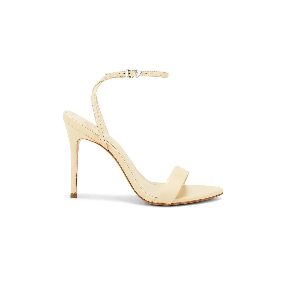 Schutz Angie Heel in Natural Nibs cream tan high ankle strap leather open toe